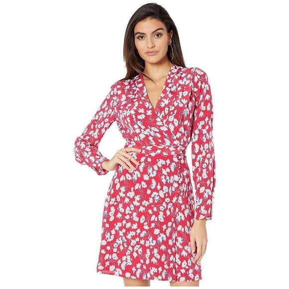 EQUIPMENT NWT Collie Lily Sz Large 100% Silk Floral Surplice Wrap Dress - Picture 1 of 15